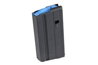 The Ammunition Storage Components 6.5 Grendel AR15 Steel Magazine with 15 Round capacity features a blue follower